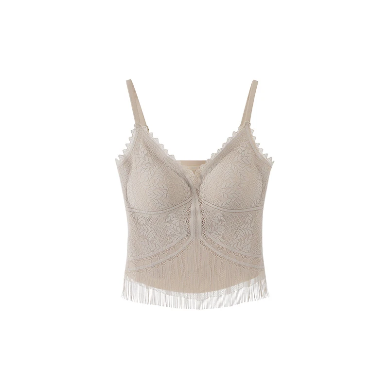 【棉客诚品】法式蕾丝流苏百搭单品吊带M0510