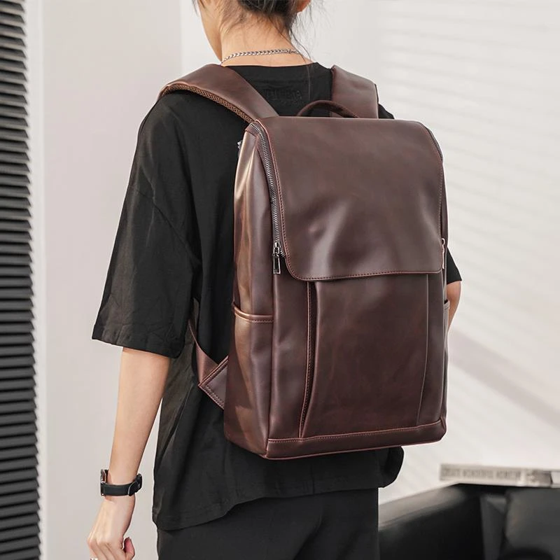 男士双肩包男大容量背包韩版潮书包中学生休闲旅行电脑隔层简约