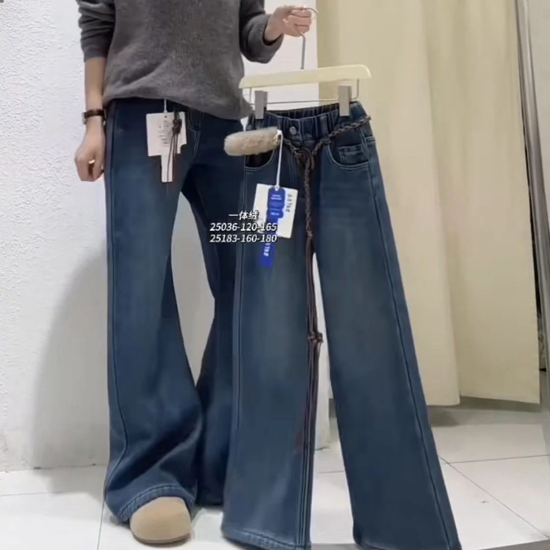 5036儿童加绒微喇牛仔裤