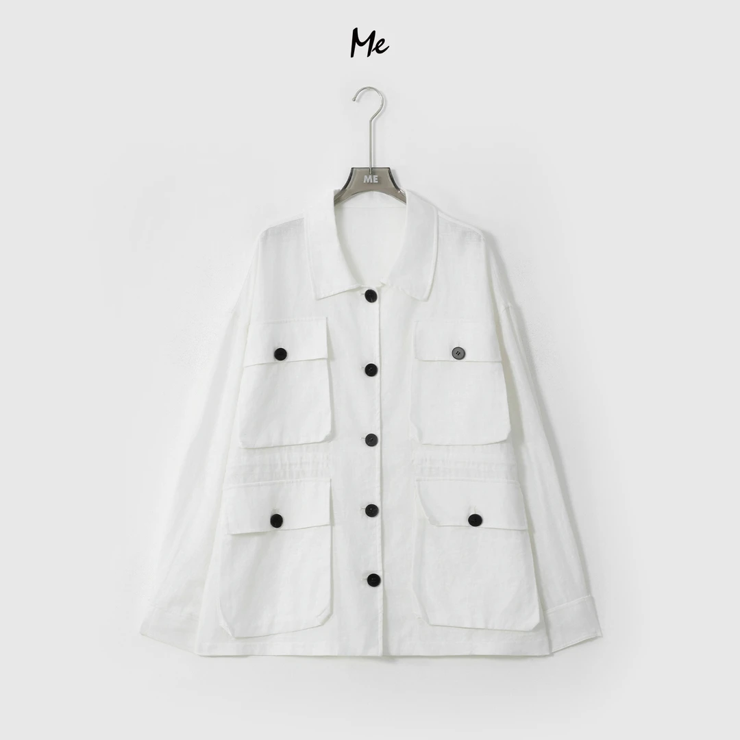 ME【小香智性风衣】苎麻混纺奢牌感显瘦时尚一手长外套MESA0171