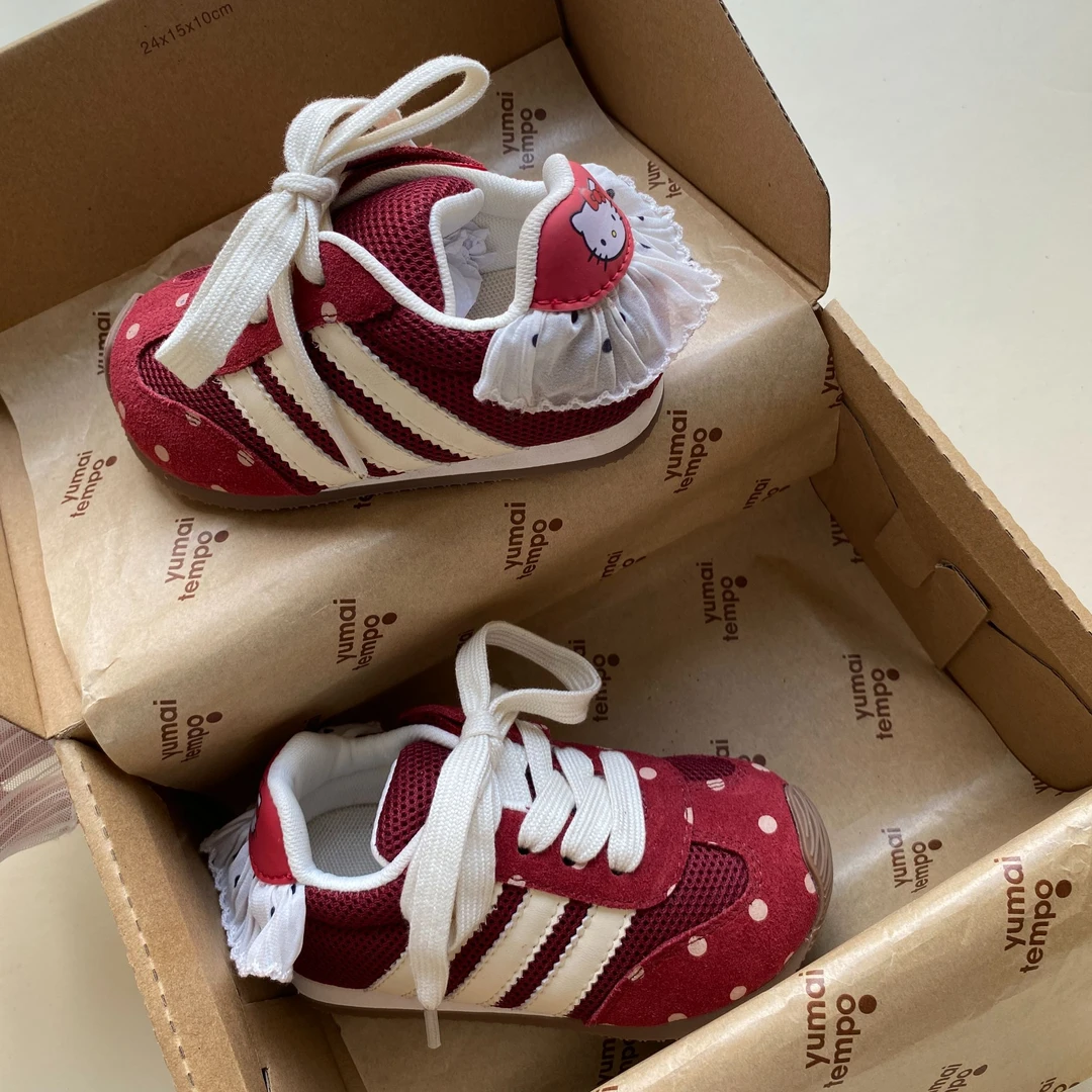 女童运动鞋2026春季蕾丝花边时尚软底女童鞋休闲鞋6AGES066