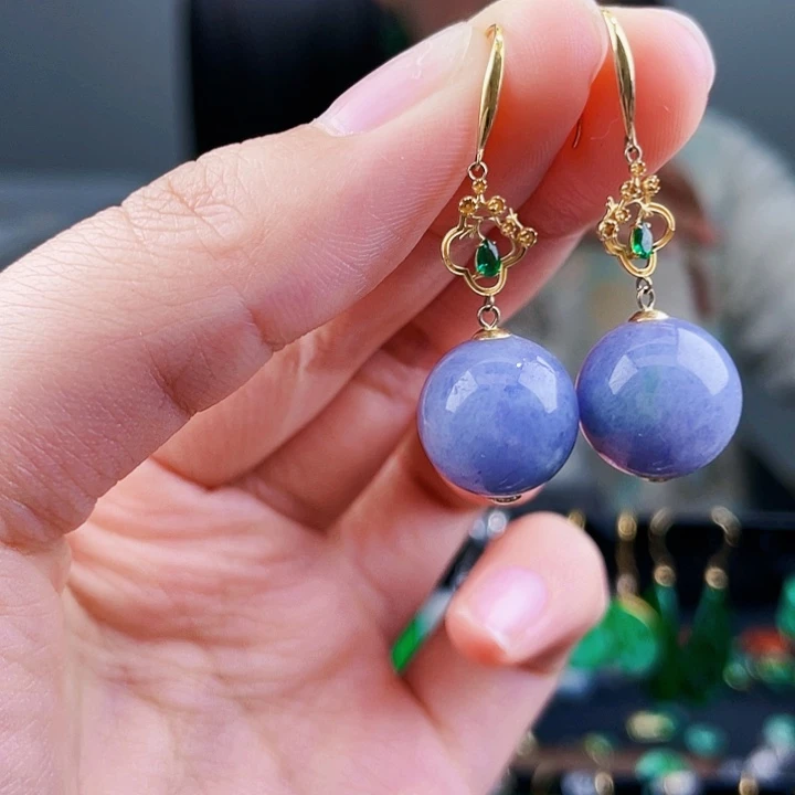 翡翠耳饰18K金镶嵌饰品