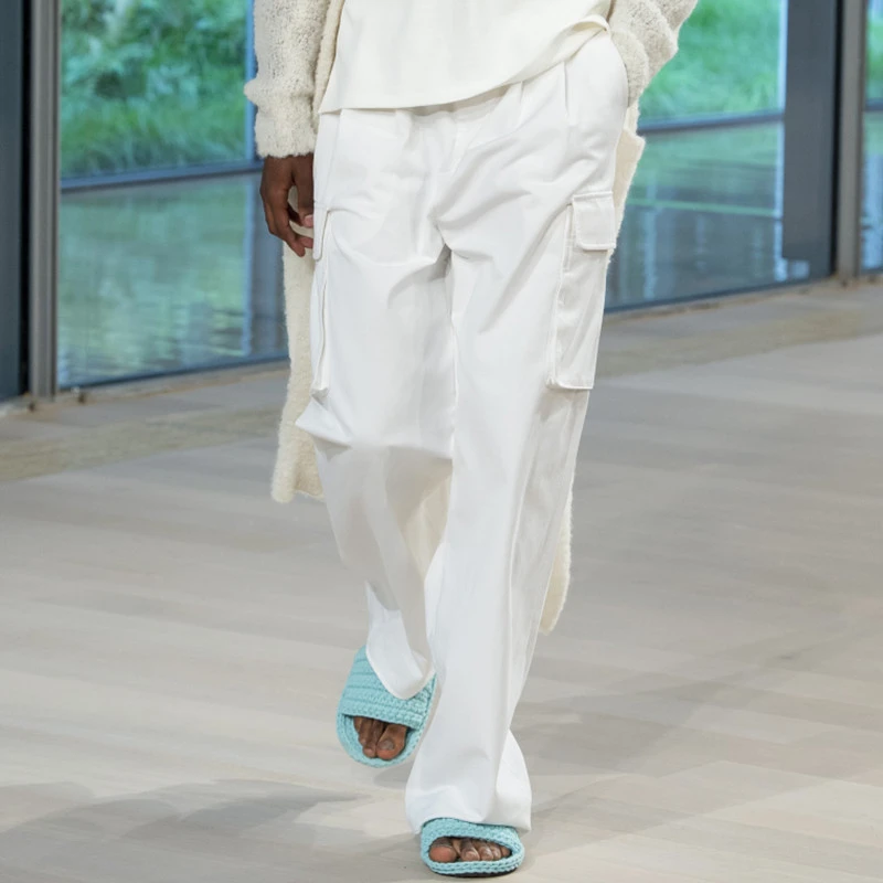 男士阔腿裤工装裤多口袋2025夏季欧美秀场新款宽松时尚直筒休闲裤