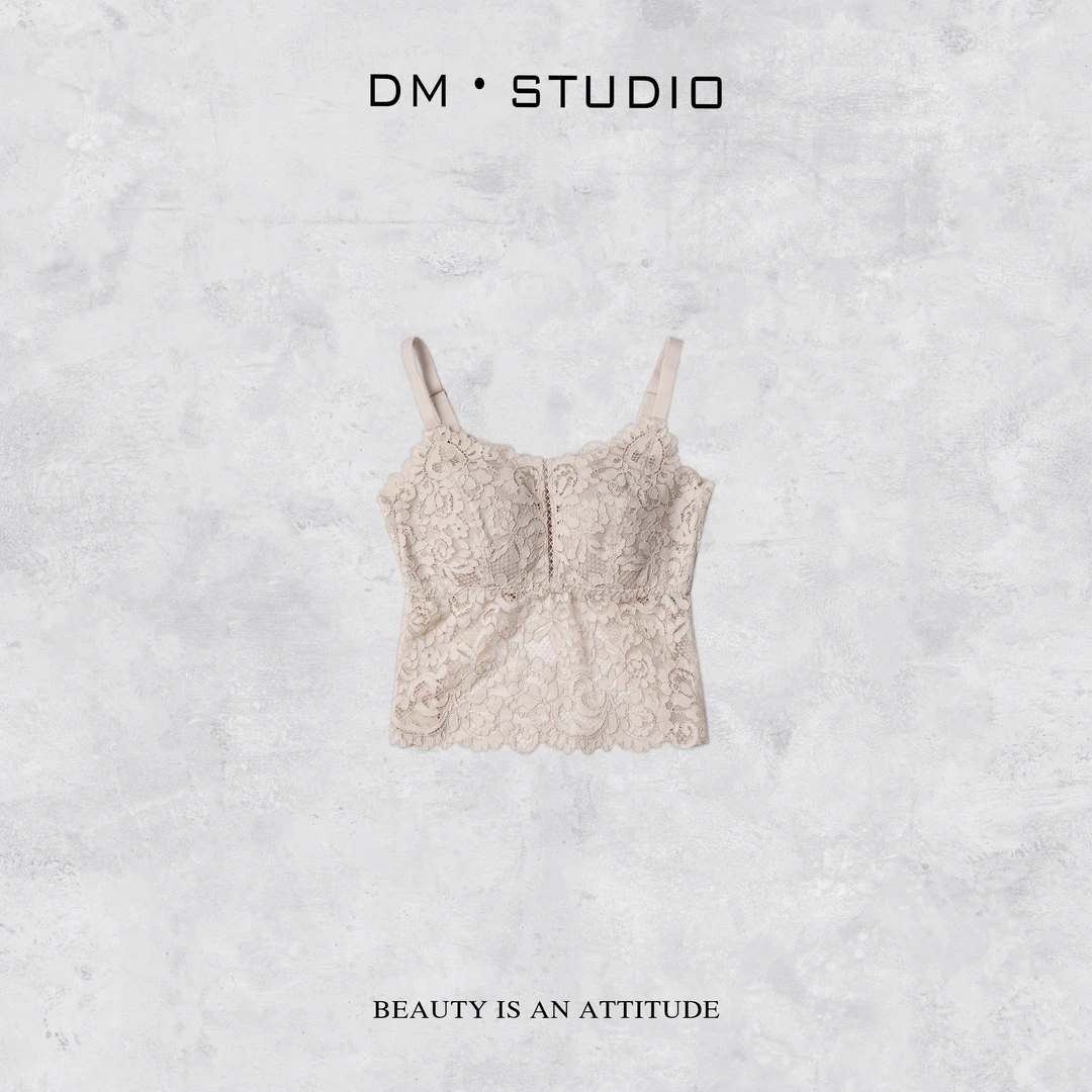 -DM•STUDIO/修身舒适防走光带胸垫性感蕾丝吊带美背（62119）
