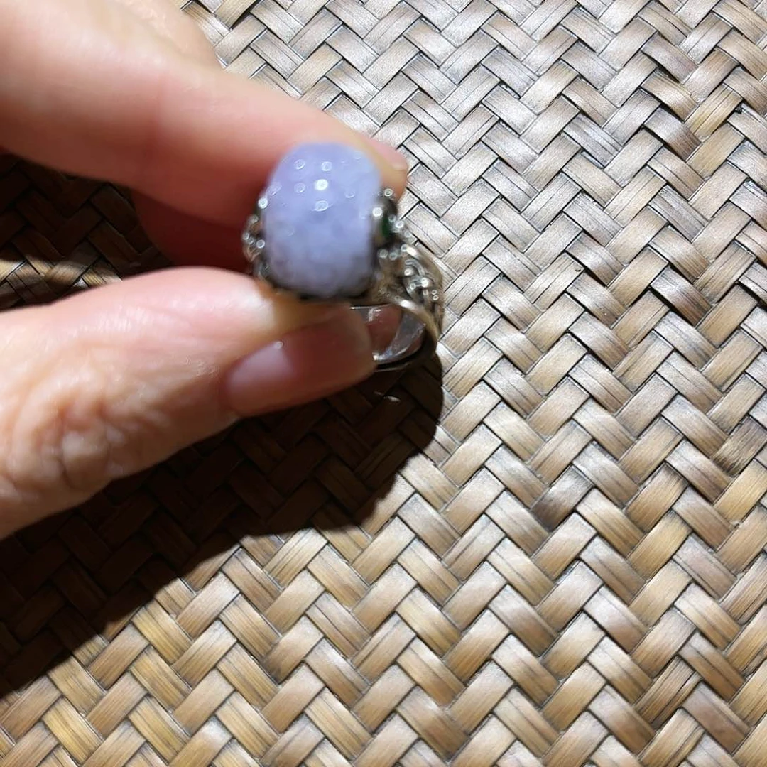 翡翠戒指银S925镶嵌招****y个性十足时尚