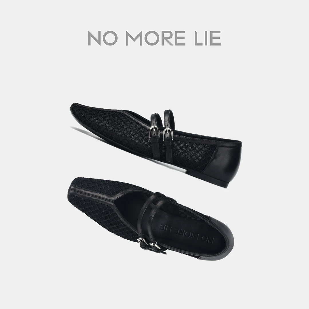 NO MORE LIE/直述2025春夏新品 镂空芭蕾风玛丽珍鞋柔软透气网面
