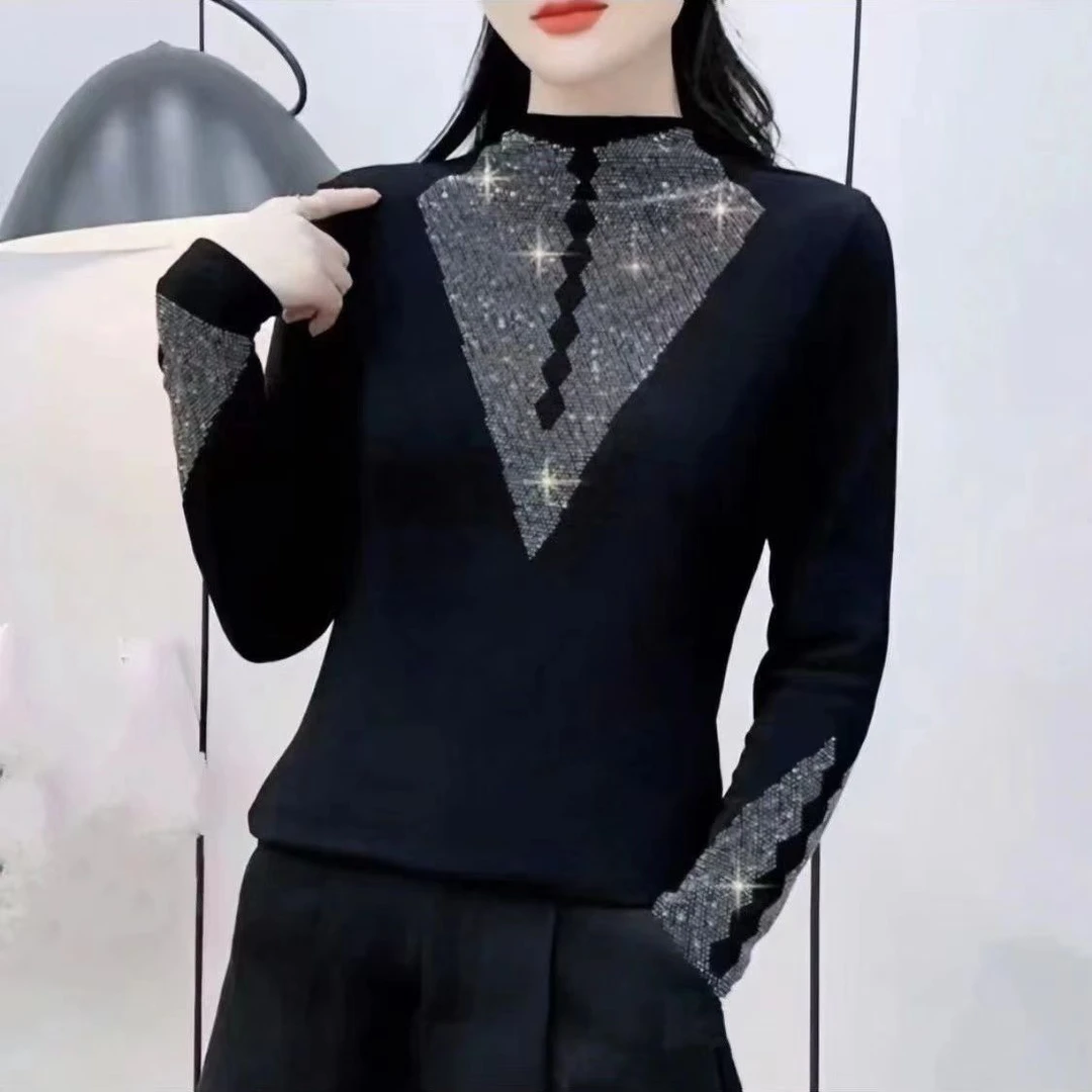【释上SHISARIG】新春爆款菱形舒适打底衫时尚百搭长袖佳