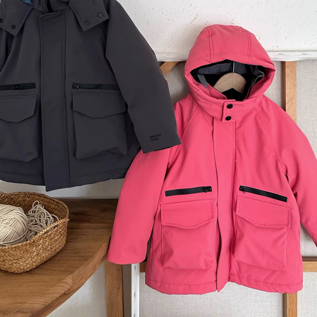 6267直播实物男女大童加绒工装派克服拼松紧帽里【南一