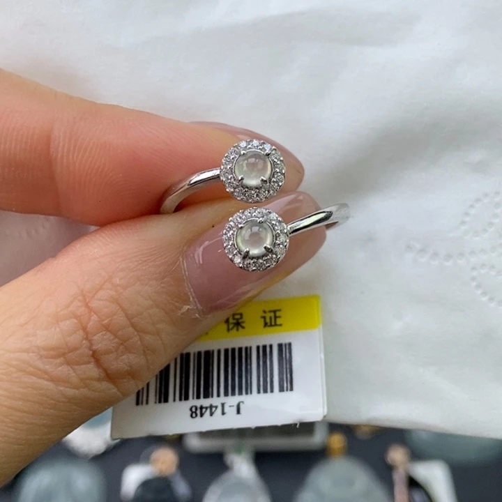 煎***子翡翠银S925镶嵌戒指蛋面