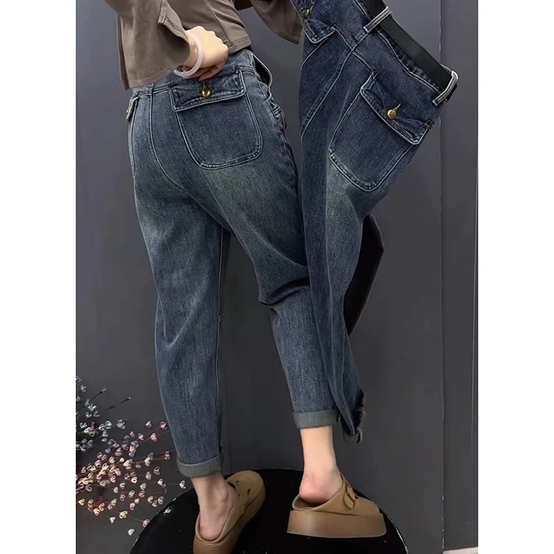 梨形显瘦大码哈伦老爹裤九分牛仔裤子女士2025年春季新款洋气减龄
