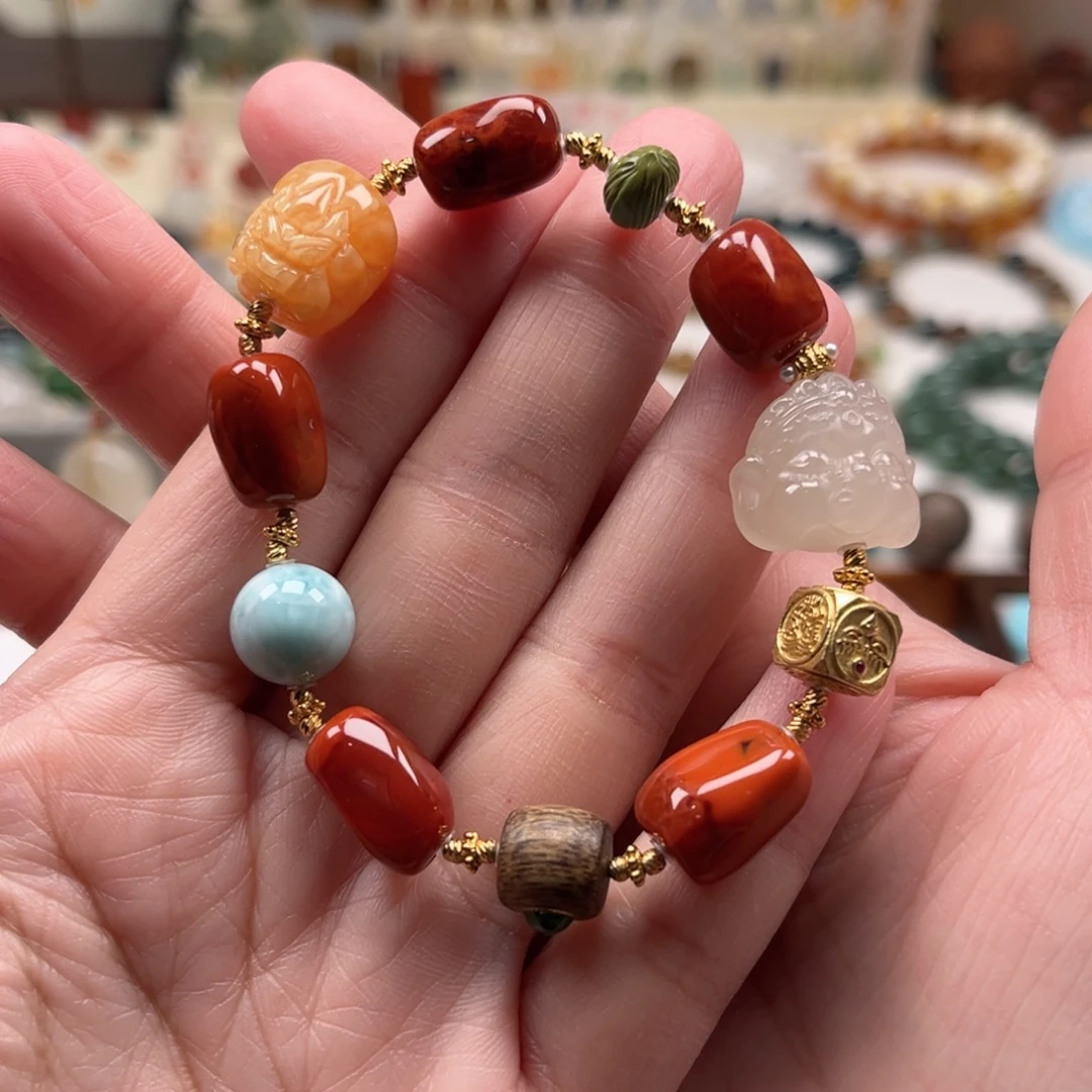 南红玛瑙未镶嵌手链单圈手串