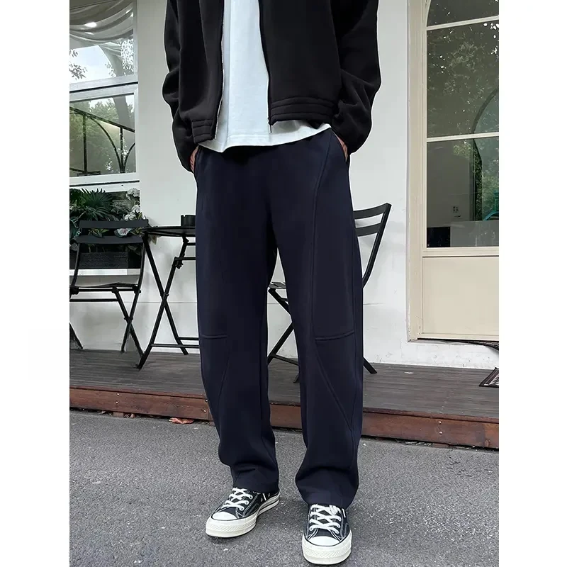 潮牌美式cleanfit休闲裤男2025秋季分割设计宽松百搭弯刀运动卫裤