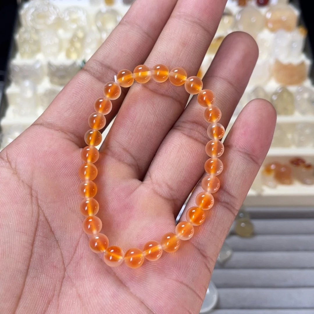 玛瑙/玉髓合金手链糖心手串6mm微微瑕