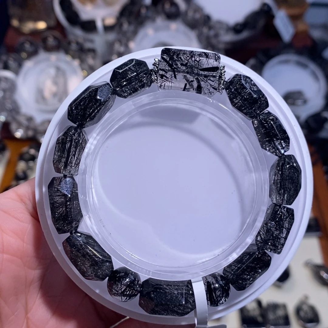 手链水晶未镶嵌黑发晶9mm设计款全透体随型设计款