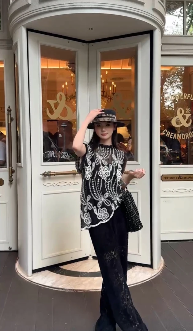 小法【庄宜】夏季舒适百搭休闲透气花边刺绣小衫040445GT