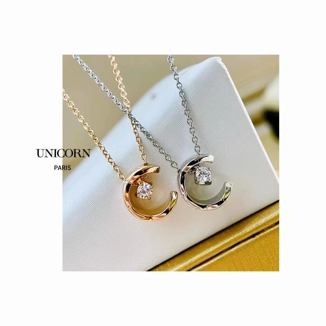 铜合金合成锆石项链 镀K金 经典菱格纹项链 JS0737