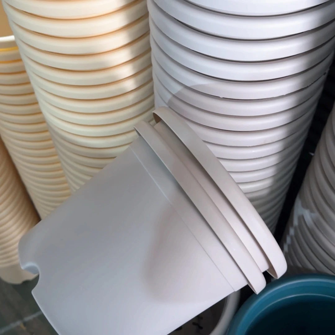 树脂四季盆3#无拖灰白微瑕10