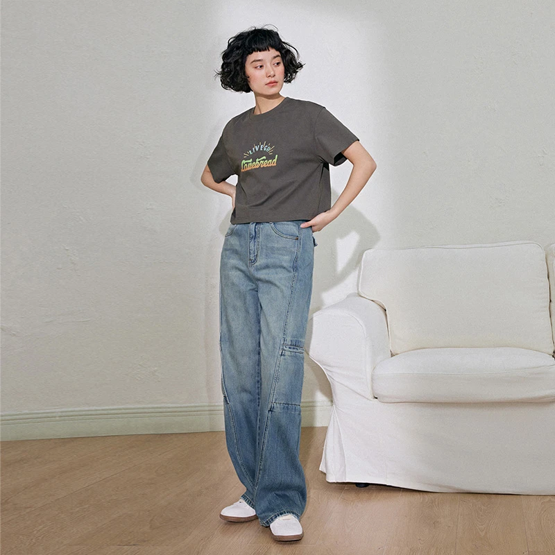 【银泰百货OH】pit 牛仔裤女时尚直筒百搭春夏舒适Z03E421671