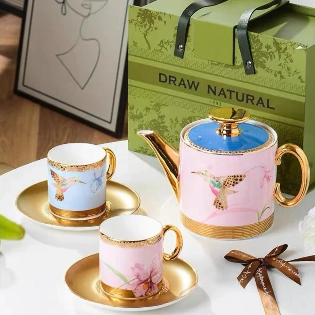 自然写生 Draw Natural英国欧式骨瓷蜂鸟卡特兰下午茶杯咖啡杯