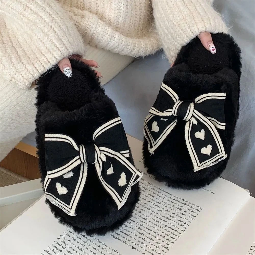 可爱蝴蝶结棉拖鞋女款超厚小香风棉拖鞋女士拖鞋秋冬款居家棉拖鞋