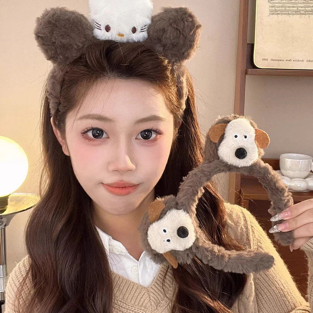可爱毛绒小猫发箍女卡通洗脸专用防滑头箍外出百搭拍照发卡头饰