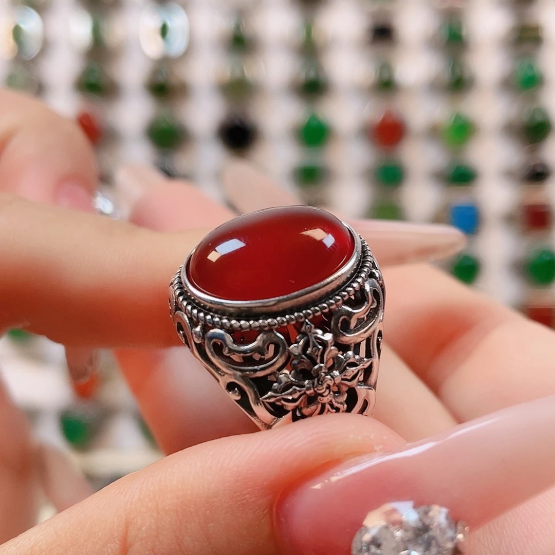 银S925镶嵌戒指玛瑙/玉髓