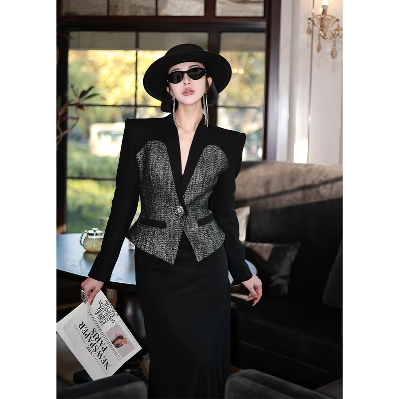 【Guan.R观耳】[双C腰] 原创新款 收腰显瘦 高级设计拼接外套