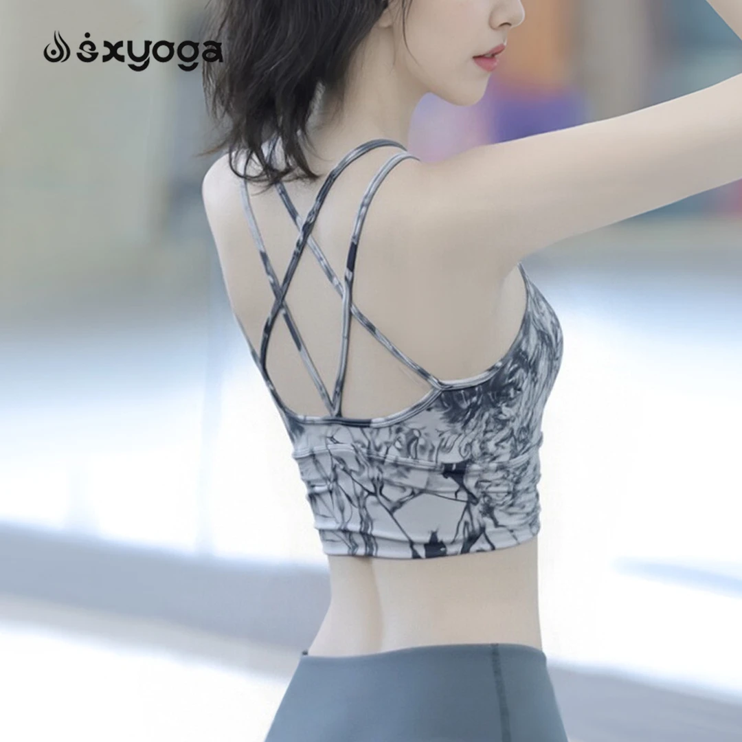 国风瑜伽服女2025新款水墨带胸垫美背绝美普拉提训练运动健身套装