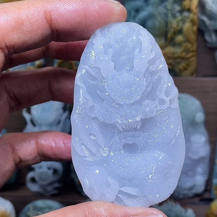 定制翡翠未镶嵌龙牌 抛光3天