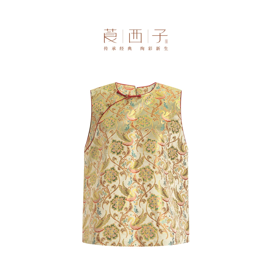 【知槿】中式老钱风秋款圆领系带秋款马夹气质洋气小众穿搭