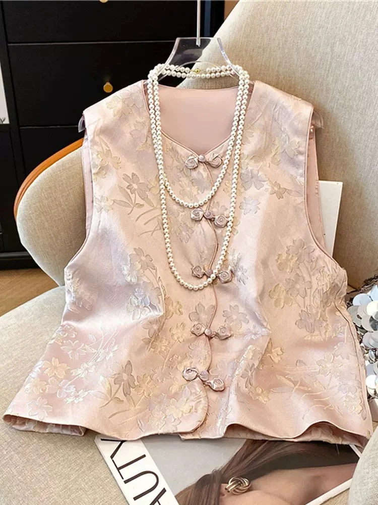 新中式国风春款重工提花马夹工艺时尚立领文艺薄款织绣气质马甲