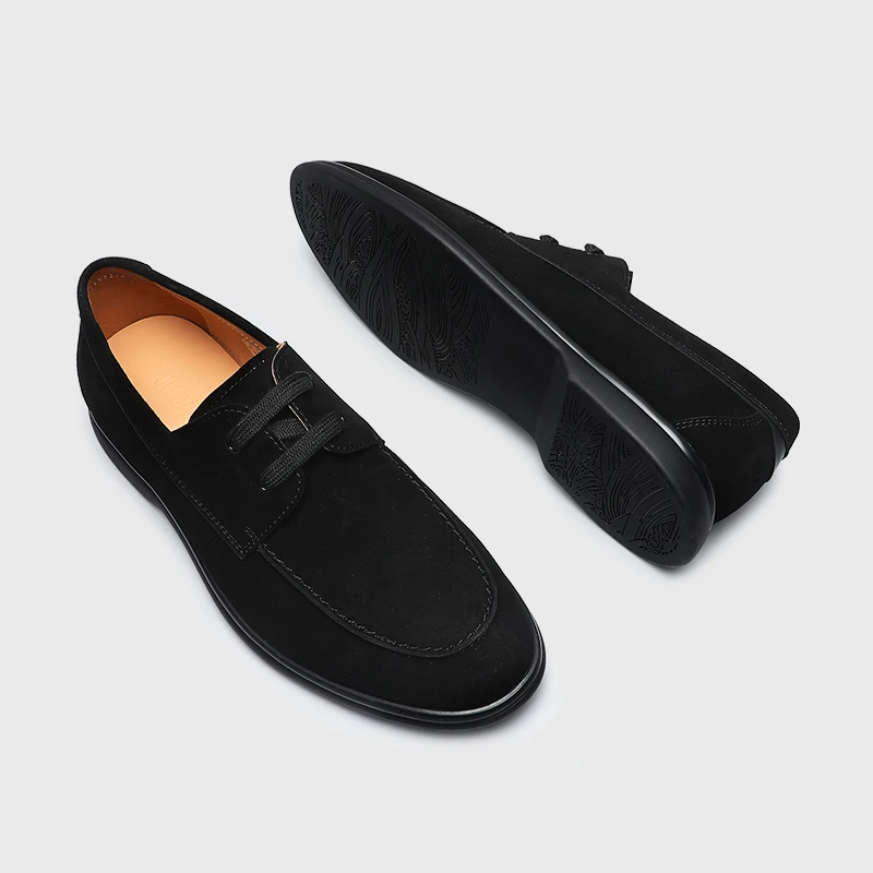 新款男士商务休闲皮鞋时尚百搭羊猄皮乐福鞋男软底磨砂一脚蹬男鞋