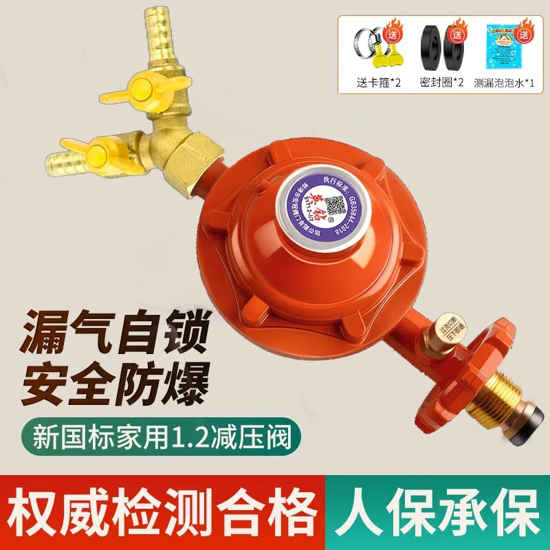 双嘴煤气罐减压阀新国标家用1.2液化气燃气阀猛火灶泄漏自动切断