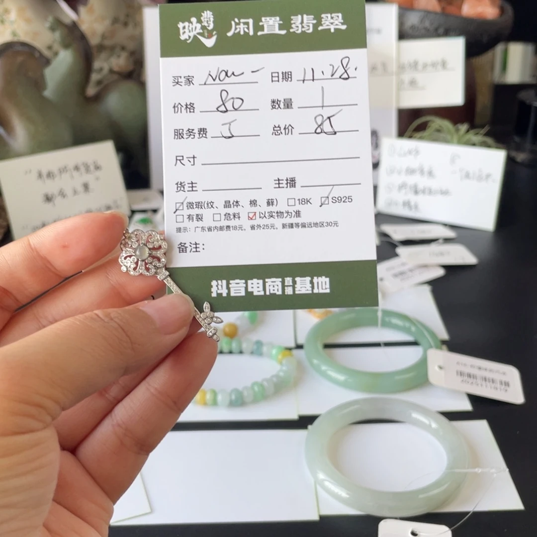 N***a翡翠银S925镶嵌颈饰