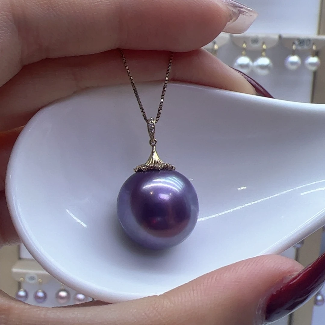 淡水珍珠吊坠(赠链)18K金镶嵌