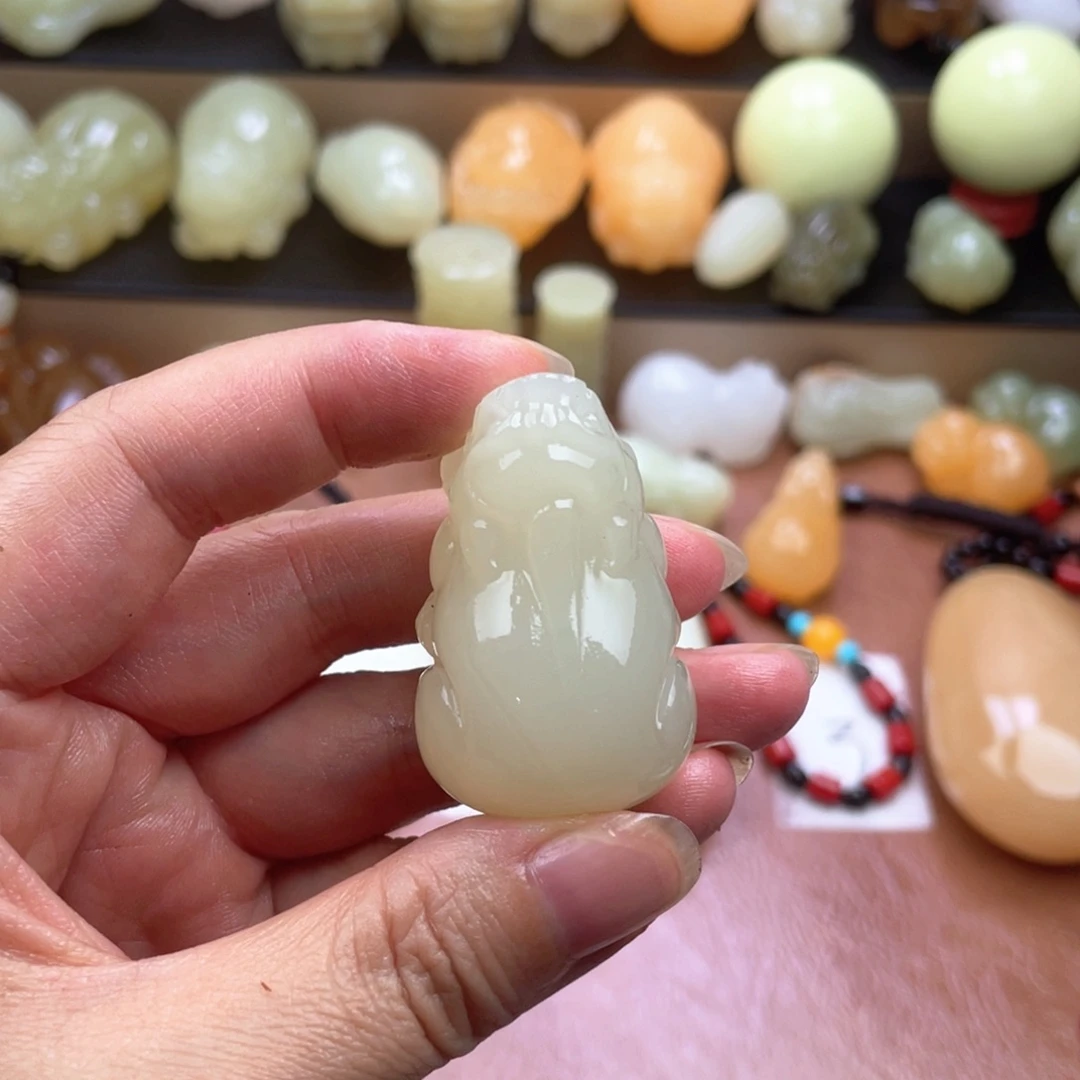 石材天然古青石手把件
