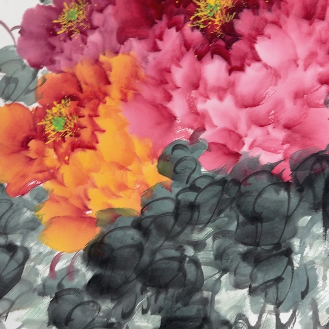 国画纯手绘山水花鸟作品100*50