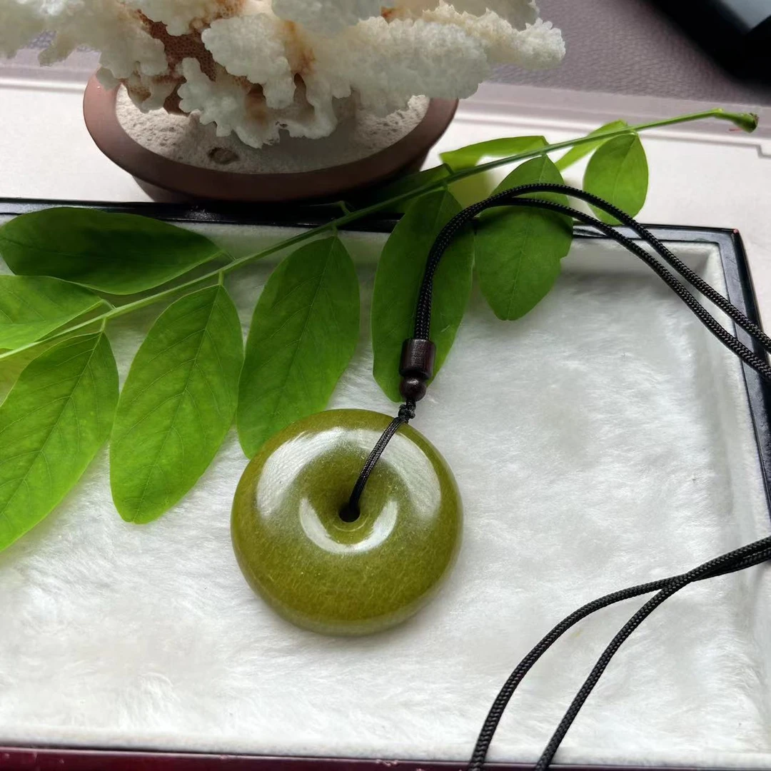 天然岫玉平安扣保平安百搭时尚吊坠精美挂坠情侣男女款正品保真