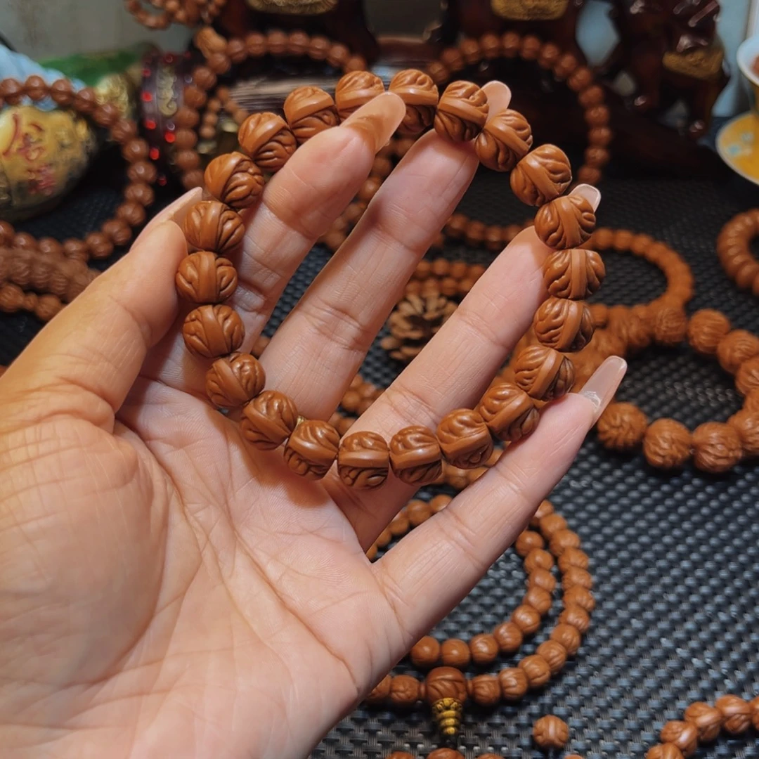 手***2桃核手串12顶级双脊龙单圈