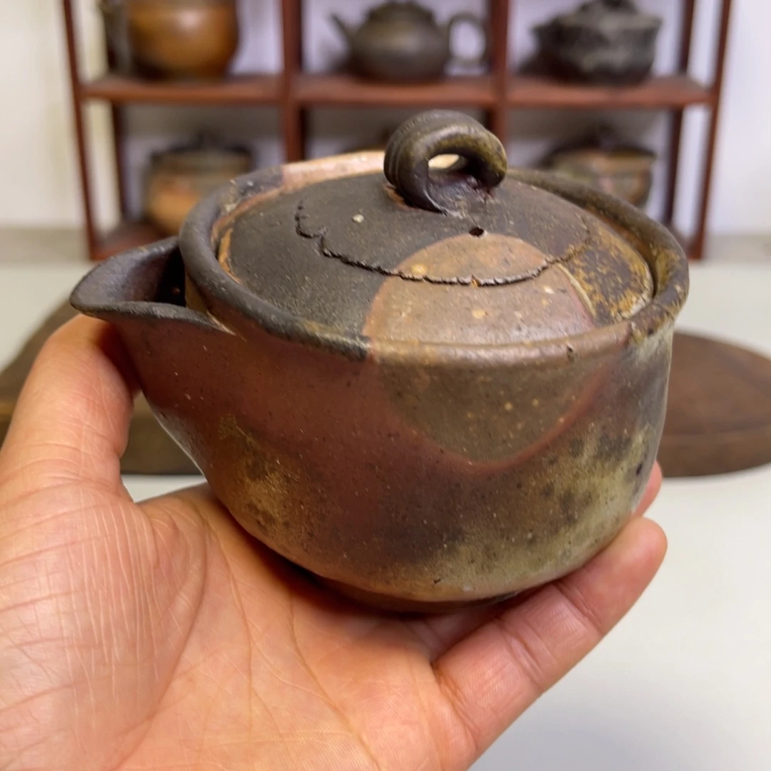 备前烧作品松田华山盖子和水台有窑粘