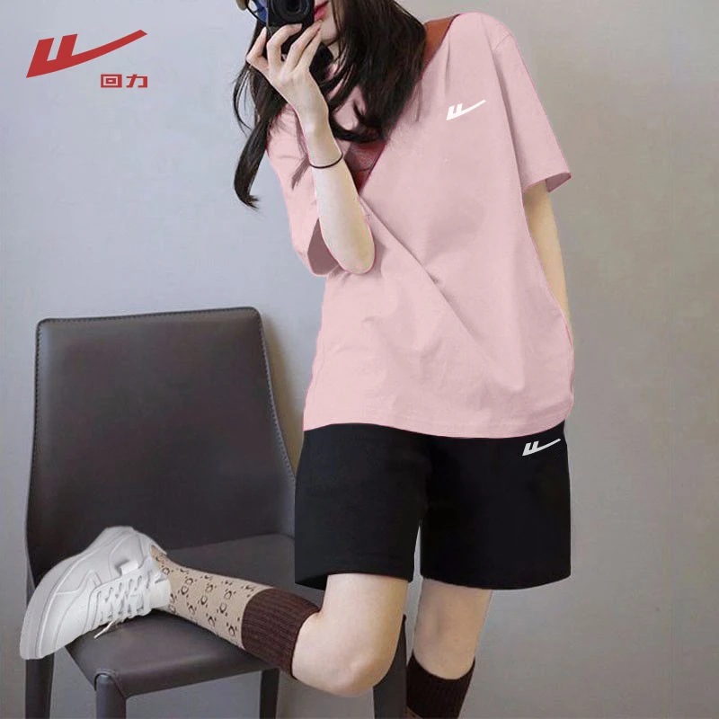 回力夏季新款休闲运动服套装女2025夏季宽松漂亮小衫出街衣服