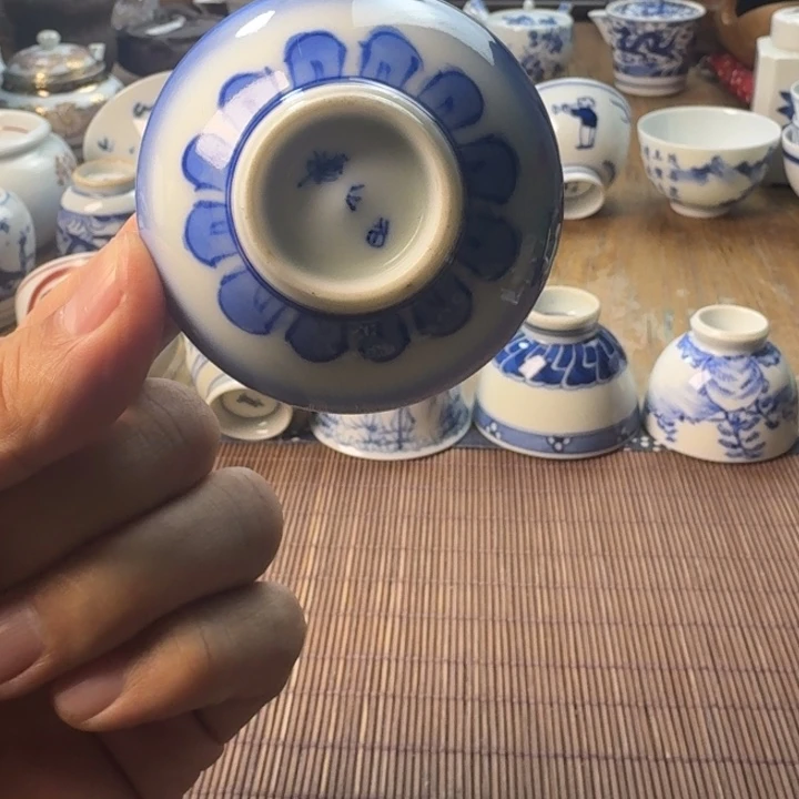 瓷片青花瓷器杯子茶具