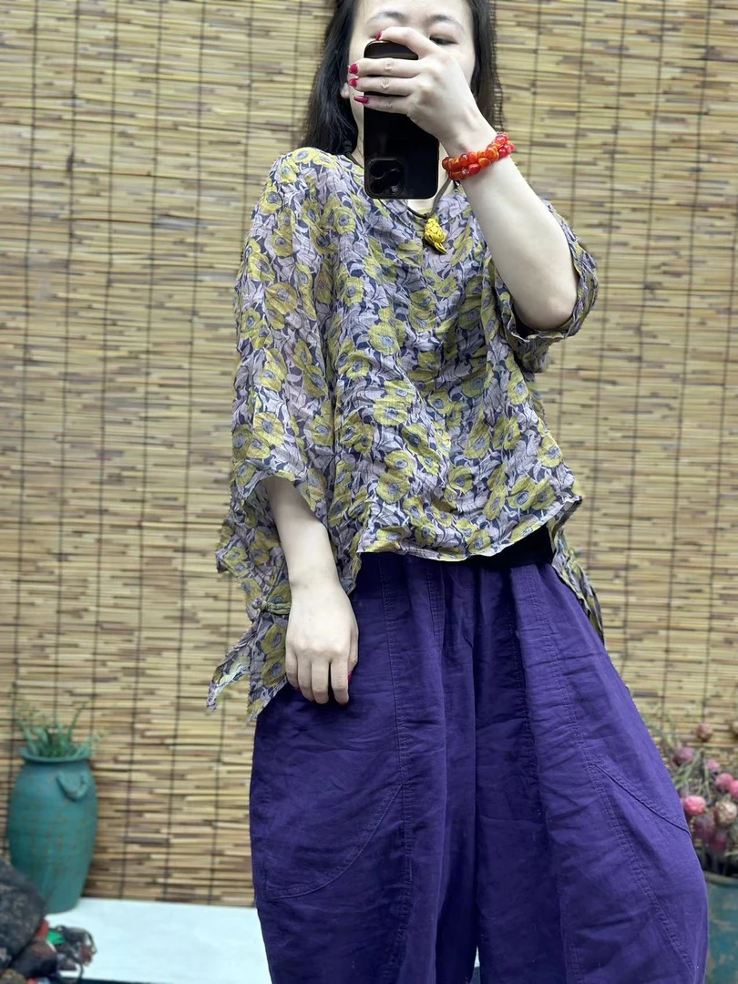 HY    黄色花朵两边盘扣T恤