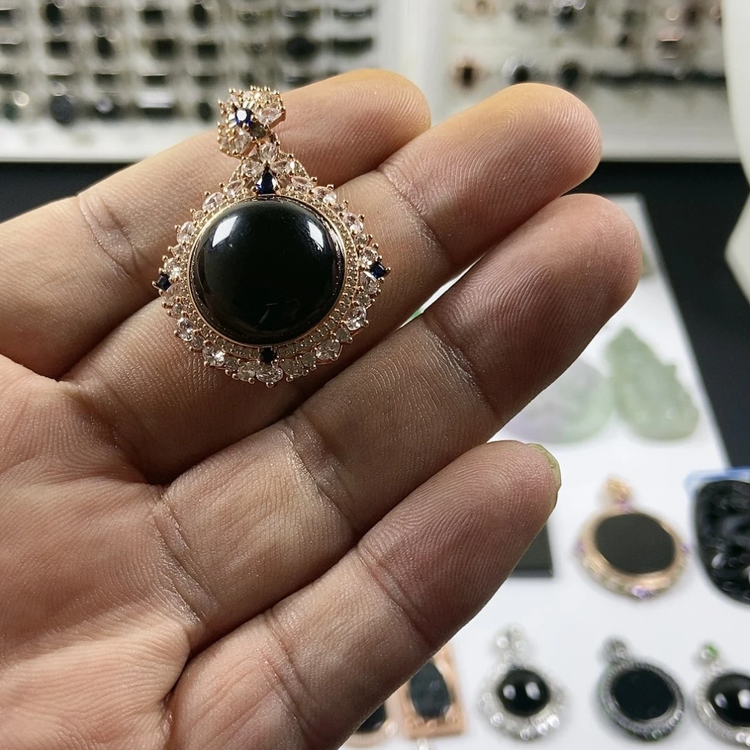 翡翠银S925镶嵌项链