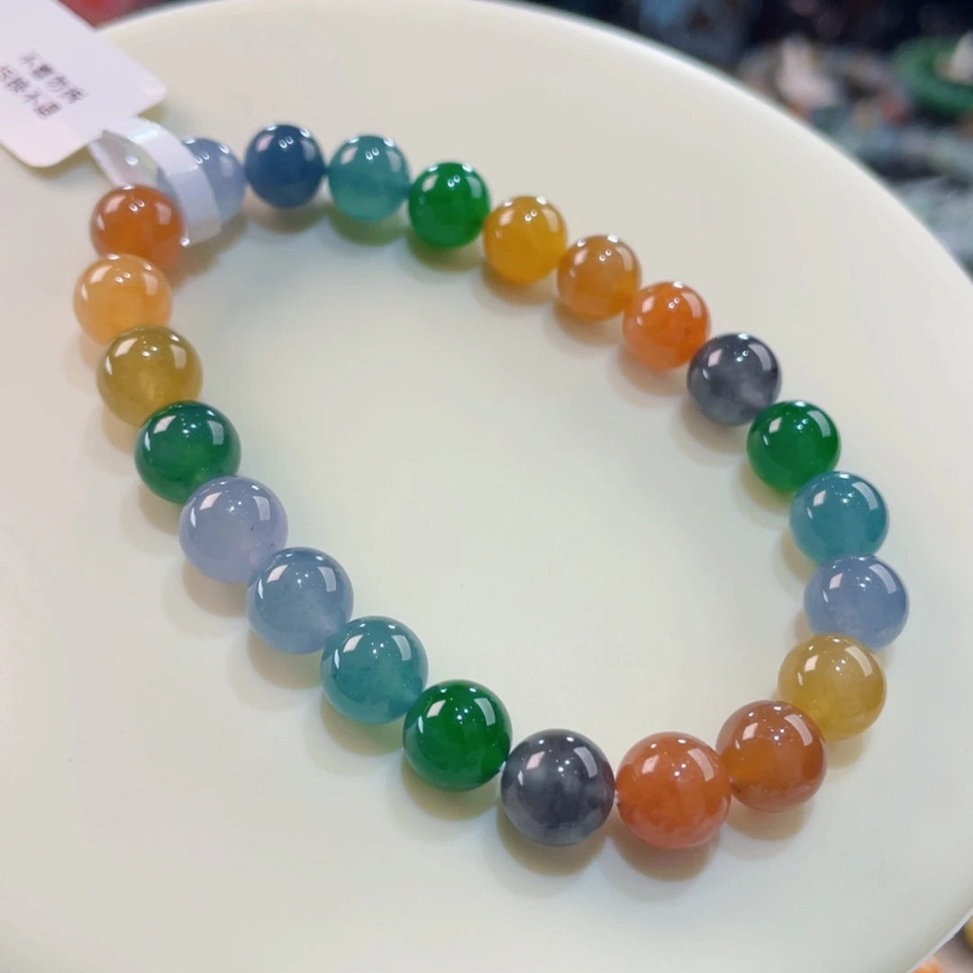 未镶嵌手链翡翠超美特浓彩虹