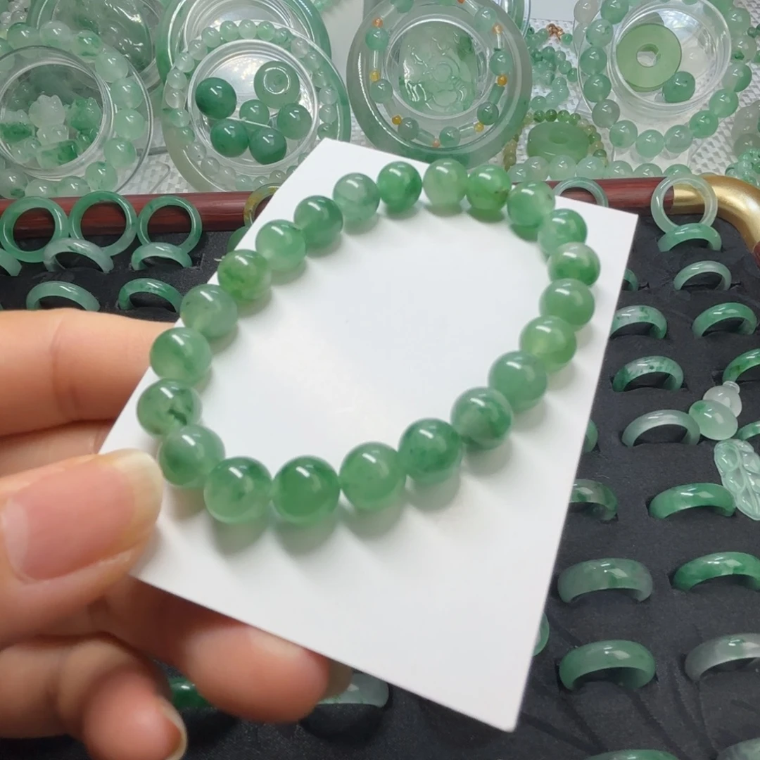石英质玉（非洲翠）未镶嵌戒指  珠子  手镯卡8珠子手串