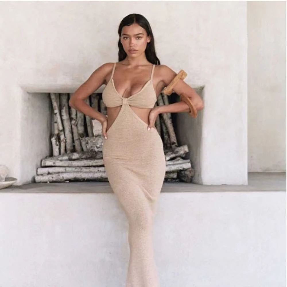 red乔 网红原单辣妹杏色连体衣