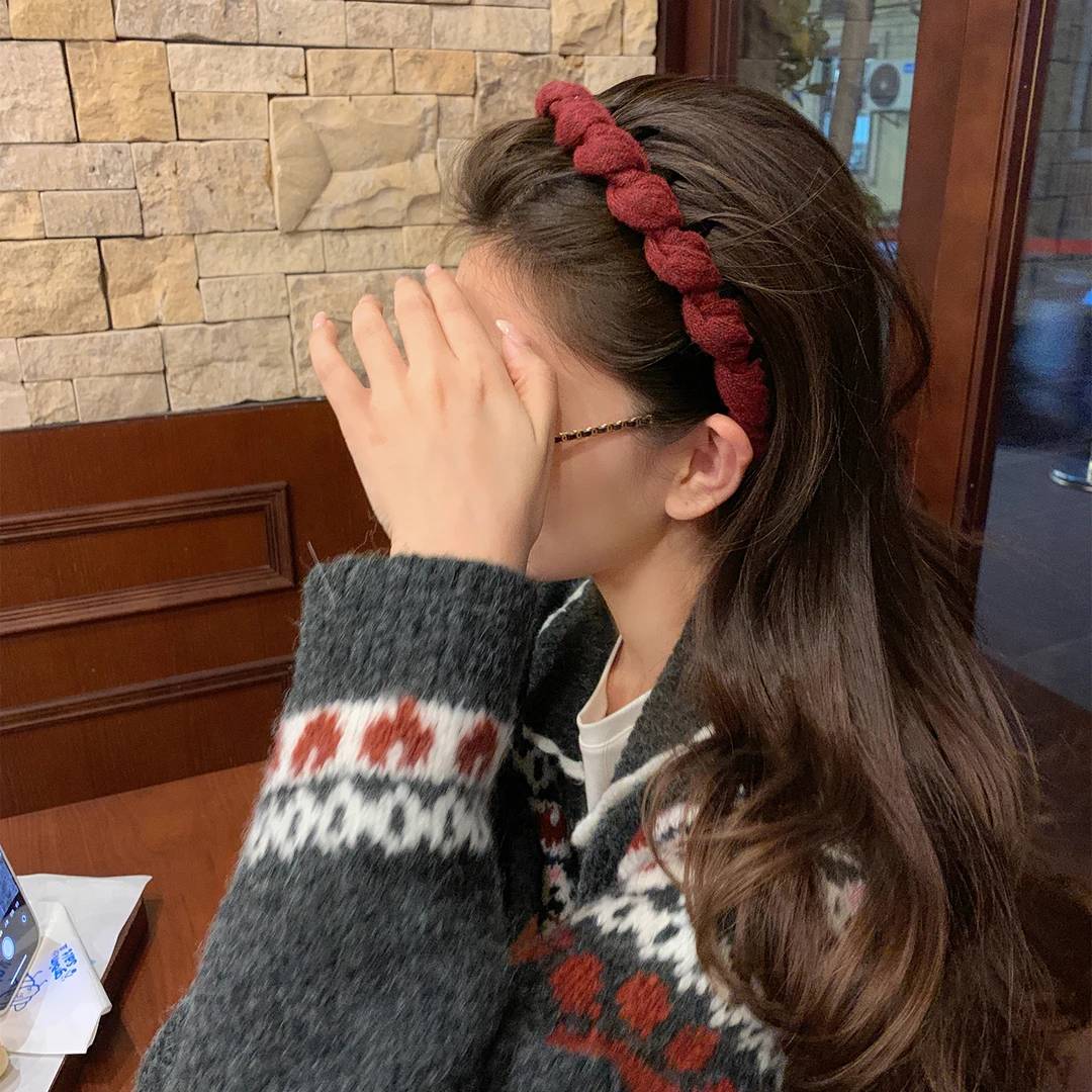 复古纯色毛线齿梳发箍女气质百搭头箍日常通勤压发头饰发饰