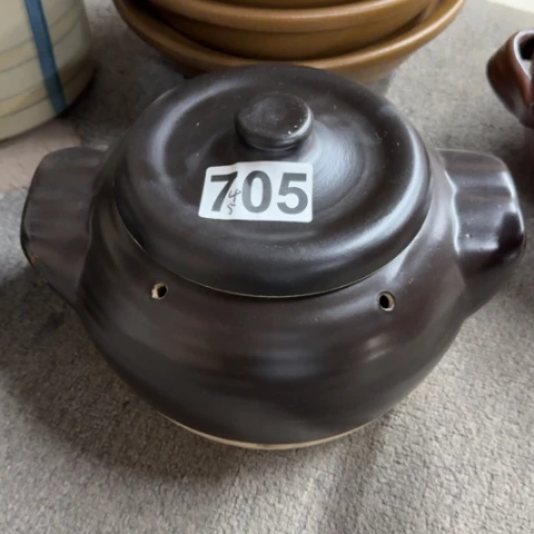 泥塑磁州窑烤锅一只微瑕