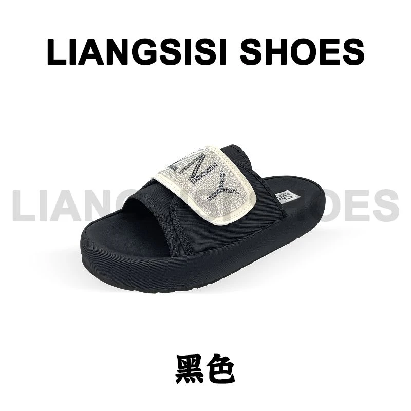 梁思思SHOES2025夏季新款时尚透气满钻字母一字拖-68-12